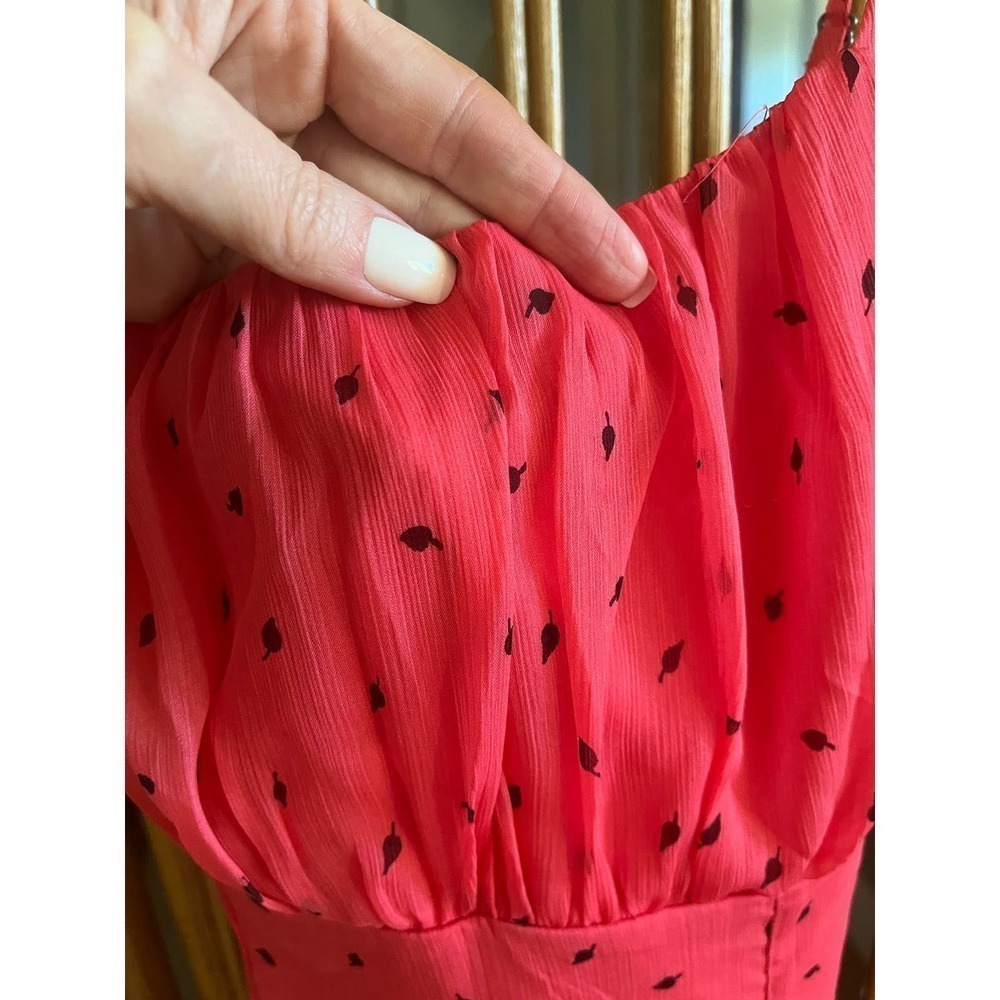 Leith Nordstrom Pink Paradise Leaflet Ditsy Mini Dress Ruffle Size XS - Picture 7 of 11
